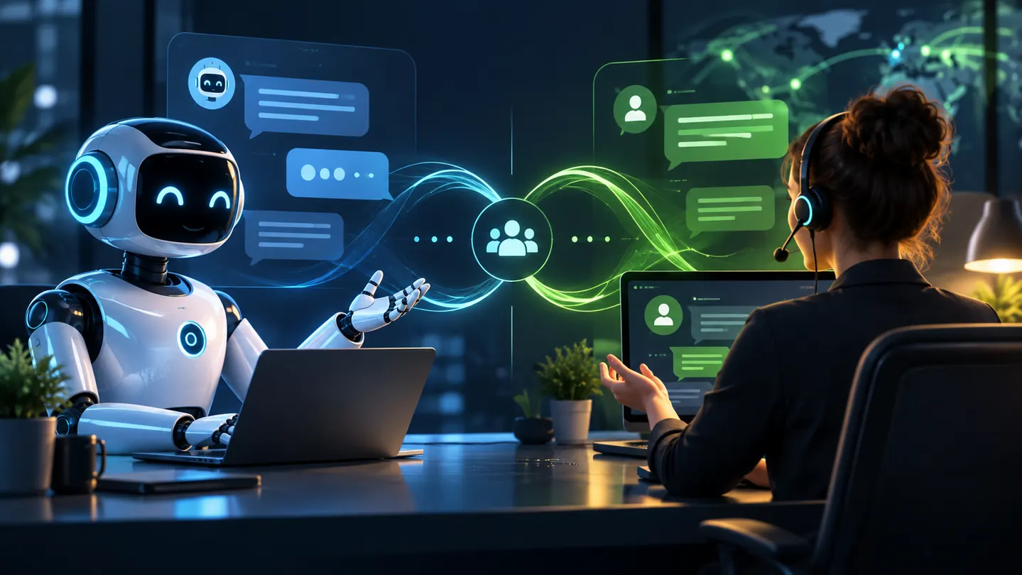 AI chatbot and human support working together